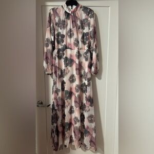 Urban modesty watercolor floral chiffon maxi dress